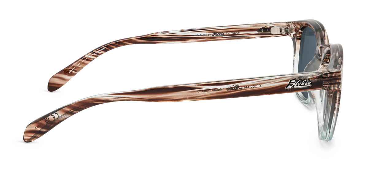 Hobie Polarized Sunglasses – Shiny Wood Grain Aqua Blue Grey / Grey Lens