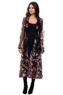 Adore - T417-B2 Embroidered Mesh Duster Jacket