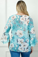 Winslow Collection - PLUS SIZE RUFFLE SLEEVE V-NECK SWING TOP