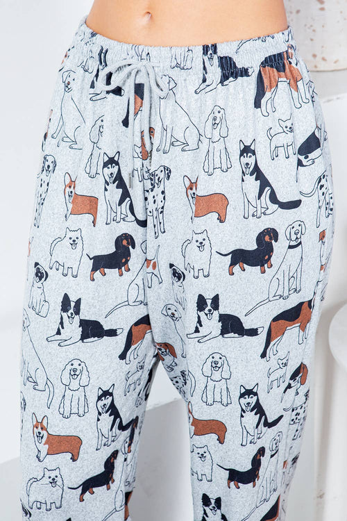 LA Soul - Variety Of  Dog Print Jogger Pant