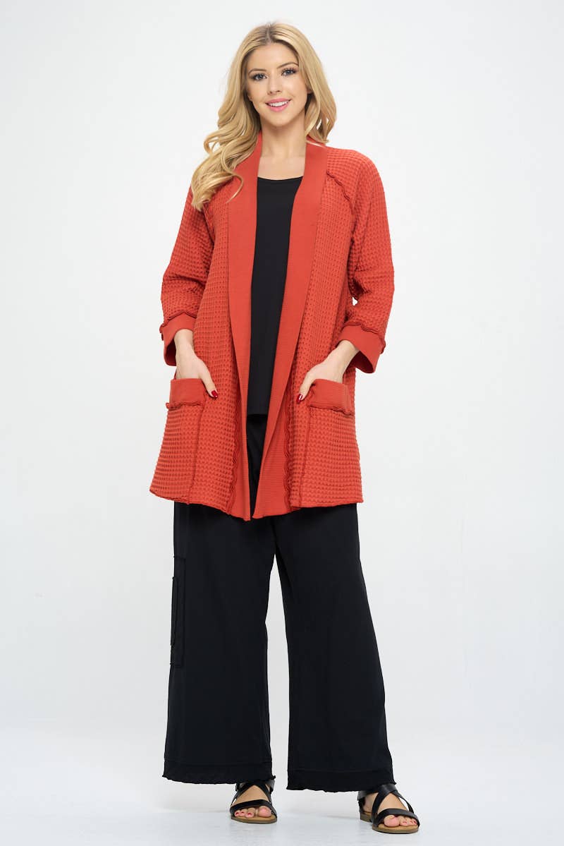 Focus Fashion - 3/4 Sleeve Long Cardigan - BW104