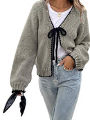 Hope & Sunshine - Knitted Tie-Waist Cardigan Sweater