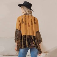 Young Threads - Printed Rayon Kimono Shrug with Embroidery (New Color)