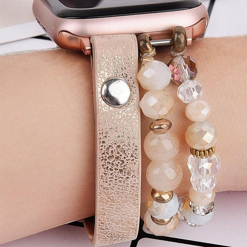 ShopTrendsNow - Leopard Calf Leather and Crystal Apple Watch Band