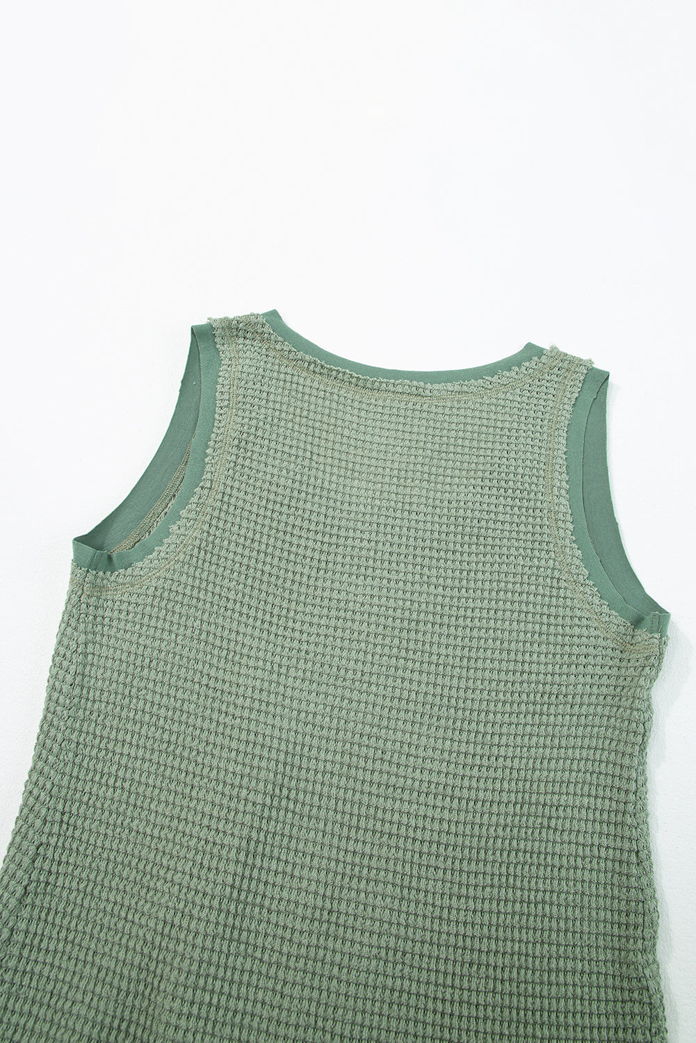 Black Scoop Neck Waffle Knit Splicing Flowy Vest