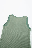 Black Scoop Neck Waffle Knit Splicing Flowy Vest