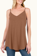 Blue Spaghetti Strap V Neck Flowy Tunic Cami Top