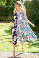 Shopin LA - SPD7002 - WOMEN FLORAL COLOR BLOCK SLEEVELESS DRESS