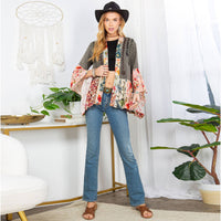 Young Threads - Printed Rayon Kimono Shrug with Embroidery (New Color)