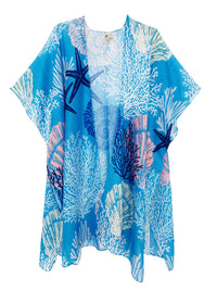 JC Sunny Fashion - Blue-Pink Starfish & Coral Kimono