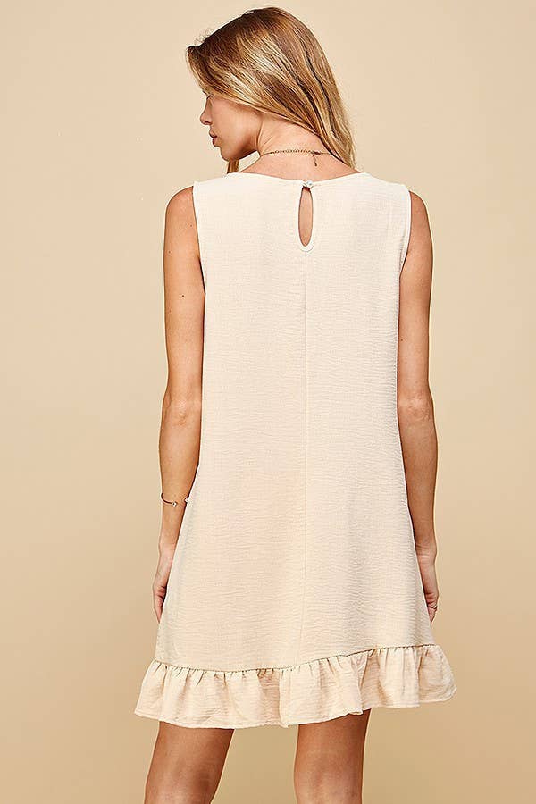 Shopin LA - SD21010-25038. WOMEN SOLID SLEEVELESS RUFFLED MIDI DRESS