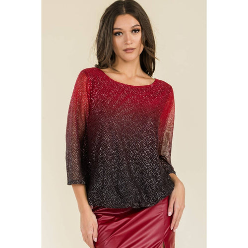 Perseption - ILLUSIONS GLITTER MESH MINI BOAT NECK BLOUSE