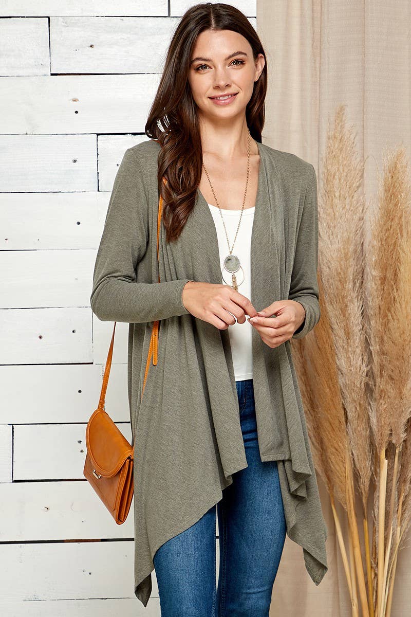 Shopin LA - SG21025. - WOMEN BASIC NATURAL AND SOFT DRAPE CARDIGAN