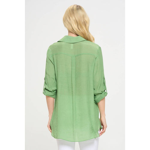 Perseption - FLAP POCKET BUTTON DOWN FRONT BOYFRIEND SHIRT