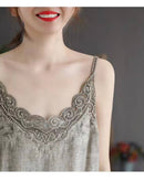 Hope & Sunshine - Lace Trim Camisole Stone Wash Tank Top