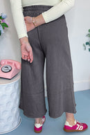 Pink Flower Patch Mineral Washed Cropped Wide Leg Pants