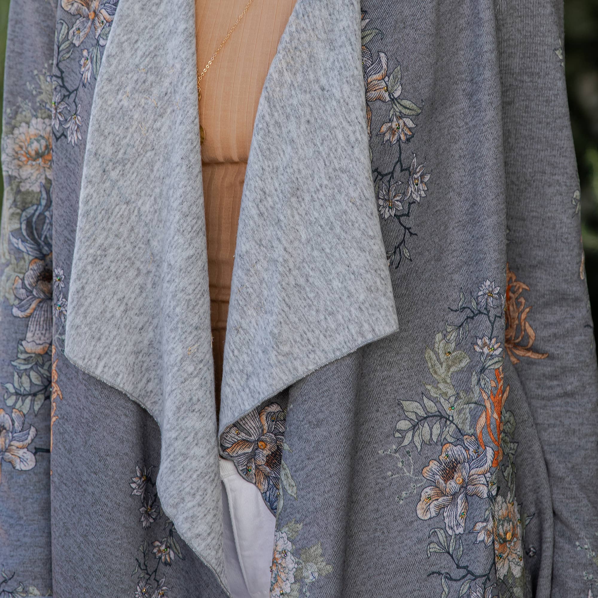 Young Threads - Artisan Plush Knit Kimono Shrug with Handcrafted Embroidery