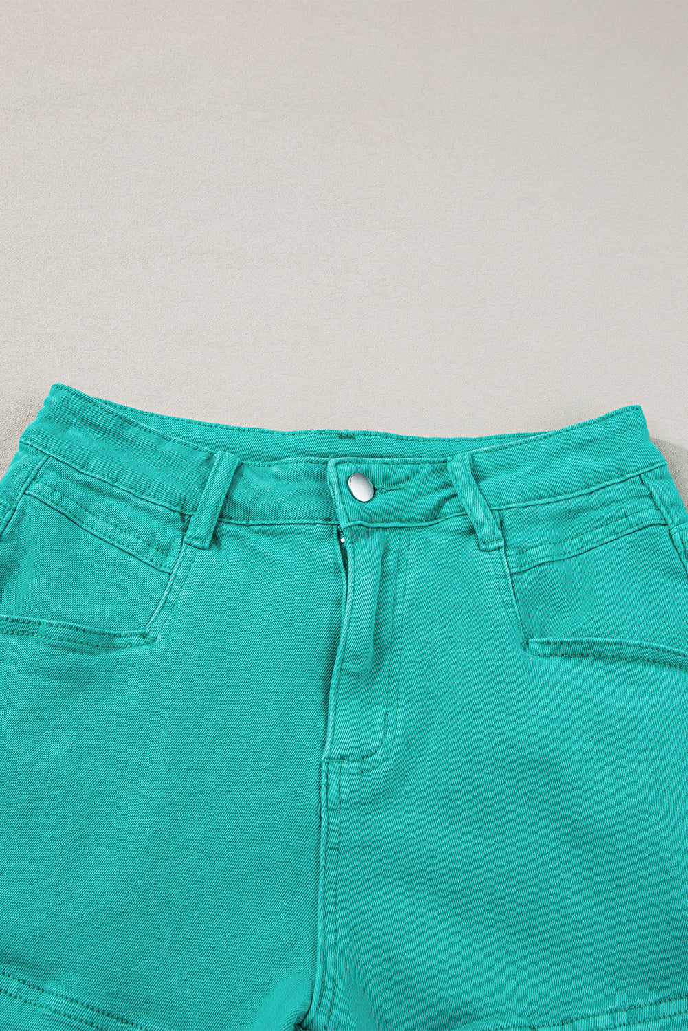 Pink Casual Raw Hem Mid Rise Denim Shorts
