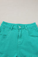 Pink Casual Raw Hem Mid Rise Denim Shorts