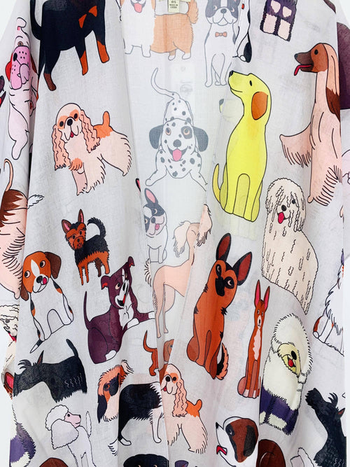 JC Sunny Fashion - JC062685 Cutest Puppy Kimono-L. Grey/Multi