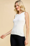 Shopin LA - CSP9277 - WOMEN SLEEVELESS RIBBED RUFFLE EDGE TANK TOP