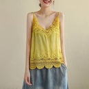 Hope & Sunshine - Lace Trim Camisole Stone Wash Tank Top