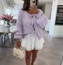 Miss Sparkling - V-neck front tie Cardigan