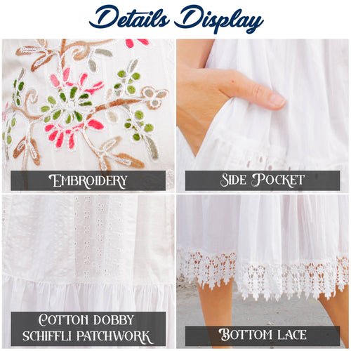 Young Threads - Embroidered Patchwork Dress With Lace Trim