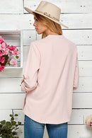 Shopin LA - SP4732T-24926- WOMEN SOLID WRAP CROSSOVER BLOUSE