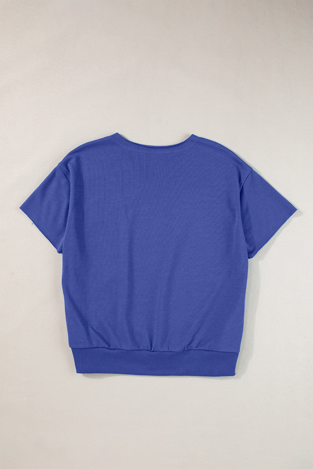 Light Grey USA Letter Patch Notched Neck Loose Tee