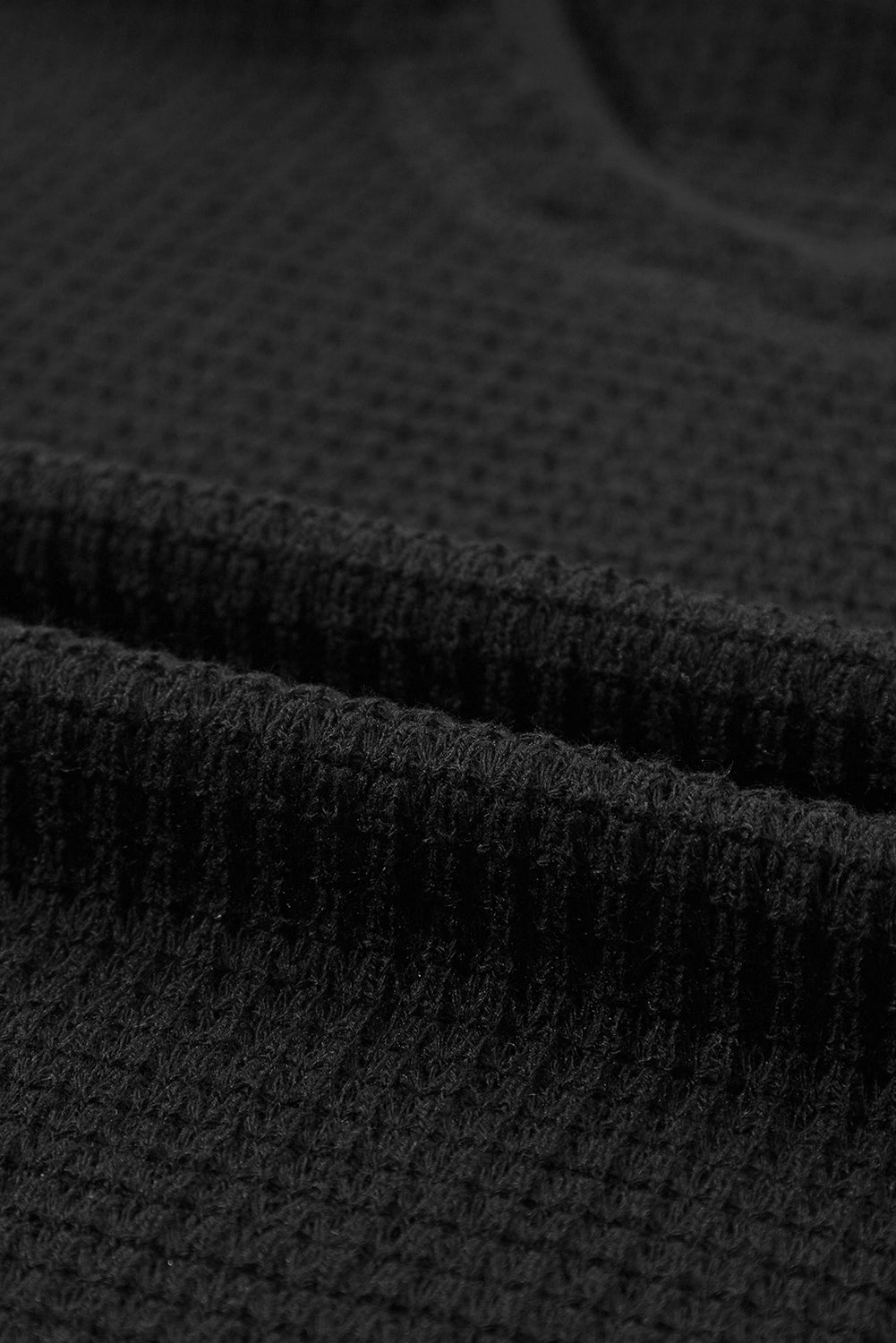 Black Scoop Neck Waffle Knit Splicing Flowy Vest
