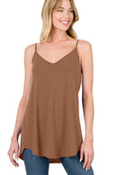 Blue Spaghetti Strap V Neck Flowy Tunic Cami Top