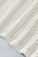 Apricot Fishnet Knit Ribbed Round Neck Short Sleeve Tee