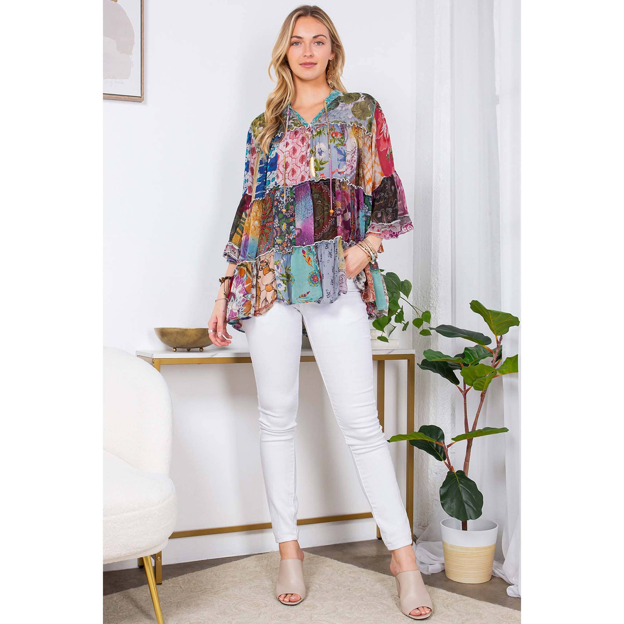 Young Threads - Chic Overdyed Band Collar Jhabla Top (New Color)