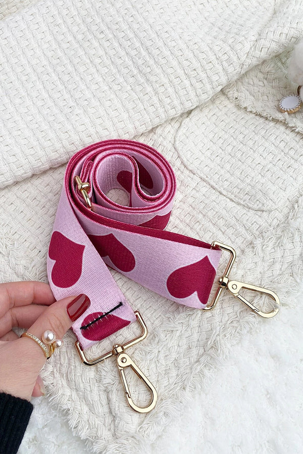 Bright Pink Valentines Heart Print Bag Belt Strap