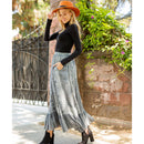 Young Threads - Women Patchwork Embroidered Grey Maxi Skirt With Side Pockets