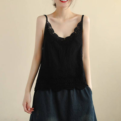Hope & Sunshine - Lace Trim Camisole Stone Wash Tank Top