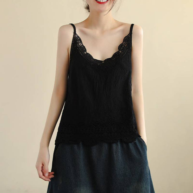 Hope & Sunshine - Lace Trim Camisole Stone Wash Tank Top