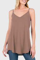 Blue Spaghetti Strap V Neck Flowy Tunic Cami Top
