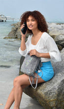 Earth Divas - Cotton Backpack With Embroidered Butterfly, Blue