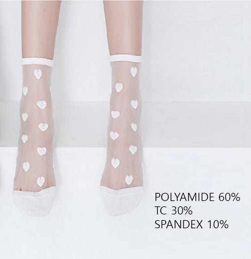 42POPS - .SI-25566 Valentine Sheer Heart Pattern Socks
