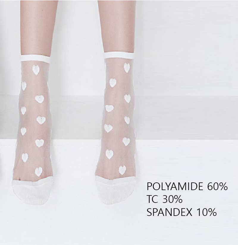 42POPS - .SI-25566 Valentine Sheer Heart Pattern Socks