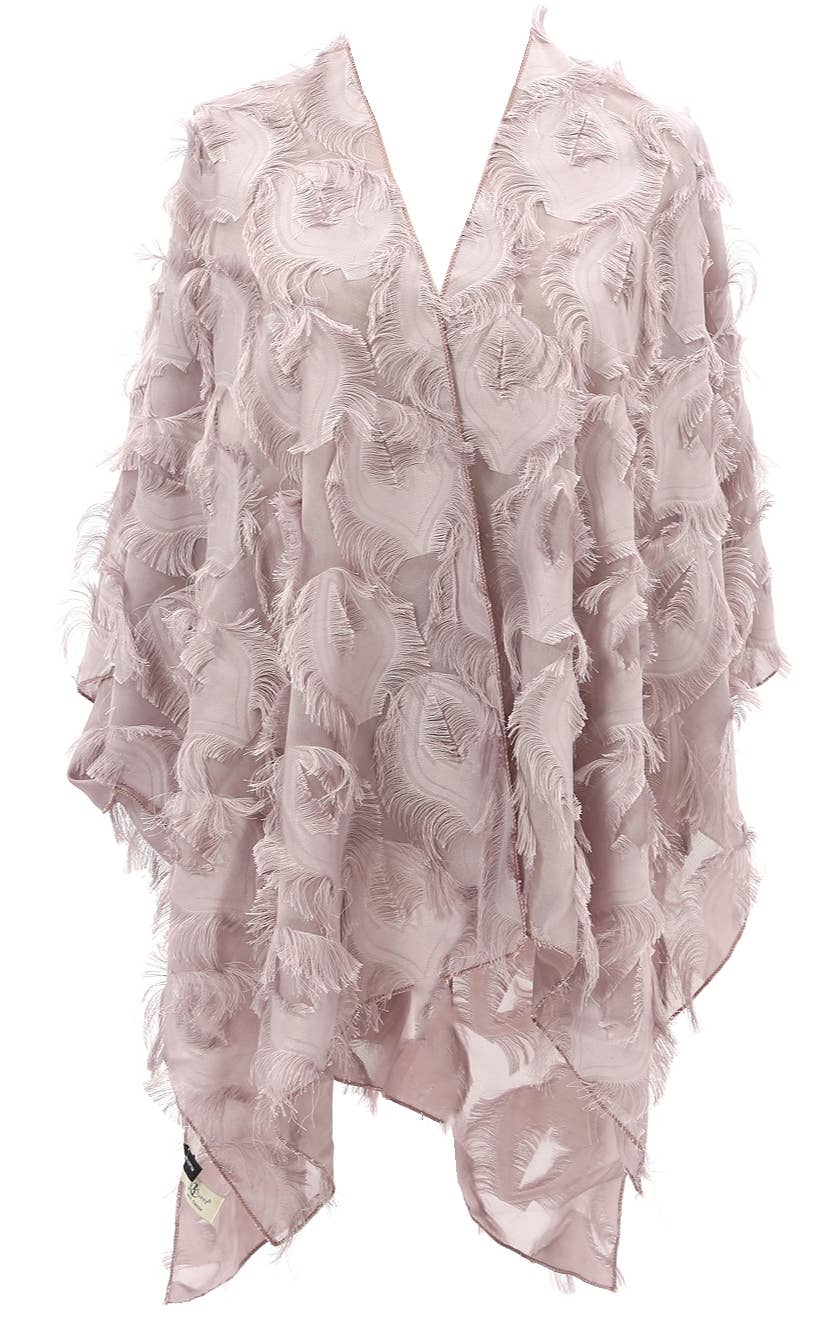JC Sunny Fashion - 11 Colors-Fringe Feather Detailed Lightweight Eyelash Kimono