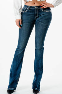 Grace in LA - Faux Flap Butterfly Embroidery Junior Boot Cut| JB-51830