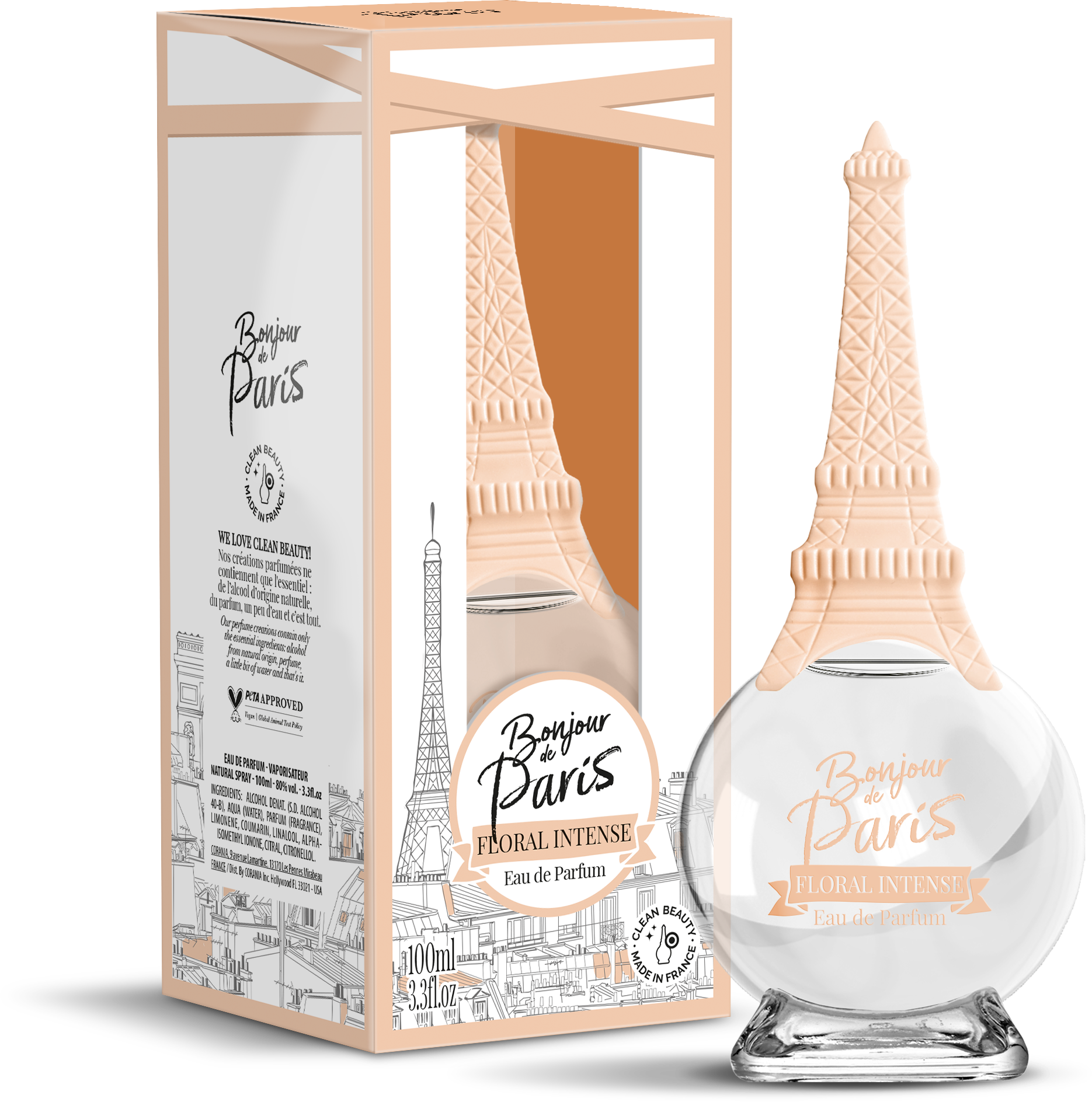 Bonjour de Paris - Distributed by Scents of Europe - Eau de Parfum - Intense Floral - 3.3 oz (100ml)