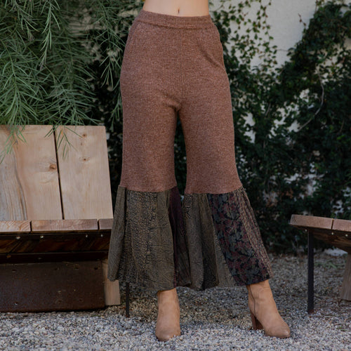Young Threads - Preorder: Bell Bottom Boho Pants in Crochet Sweater Fusion