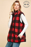 Shopin LA - SPT5193P. - PLUS SIZE REVERSIBLE PLAID ZIP UP POCKET VEST
