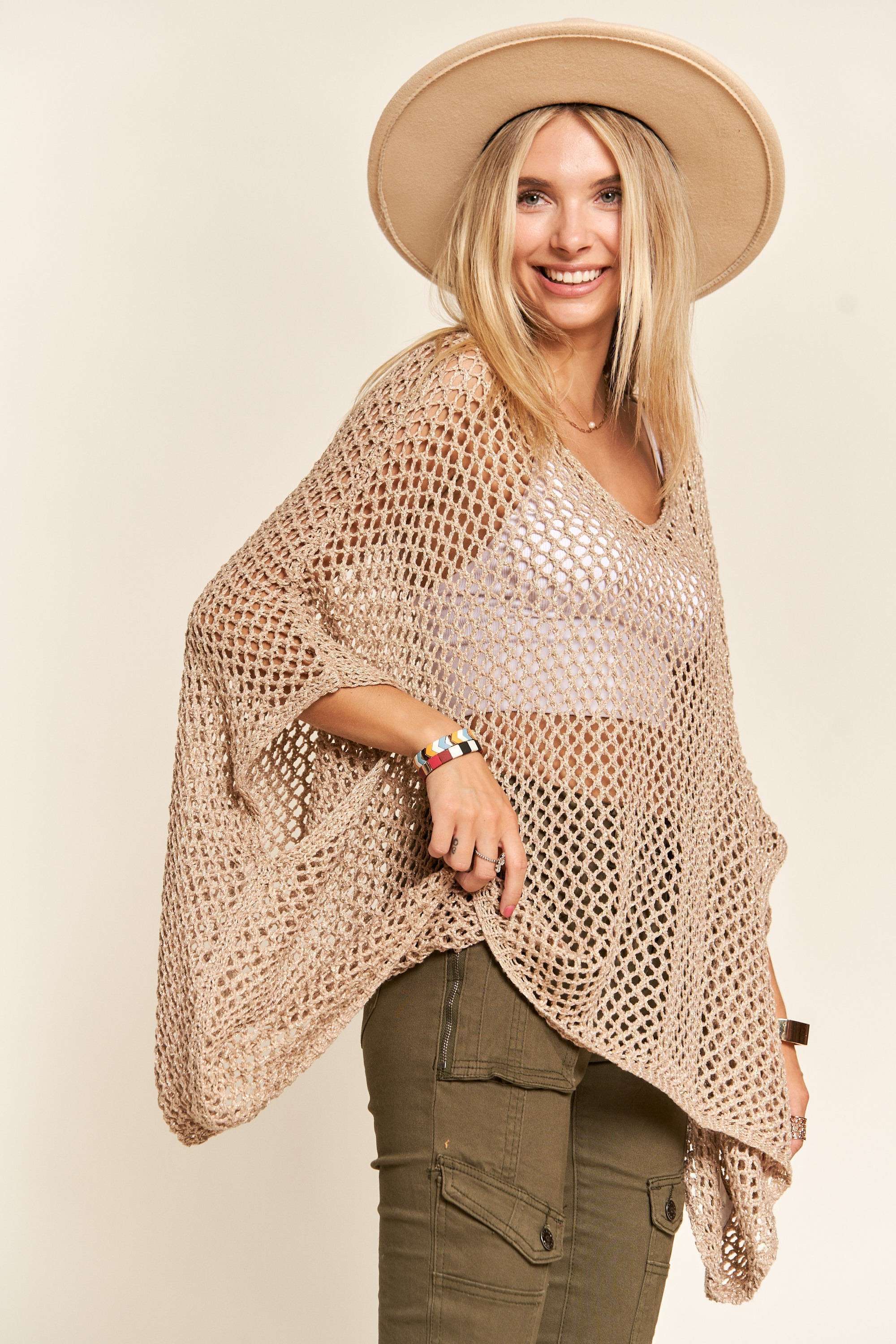 Madelyn - LESW3218 - FISHNET PONCHO COVER UP