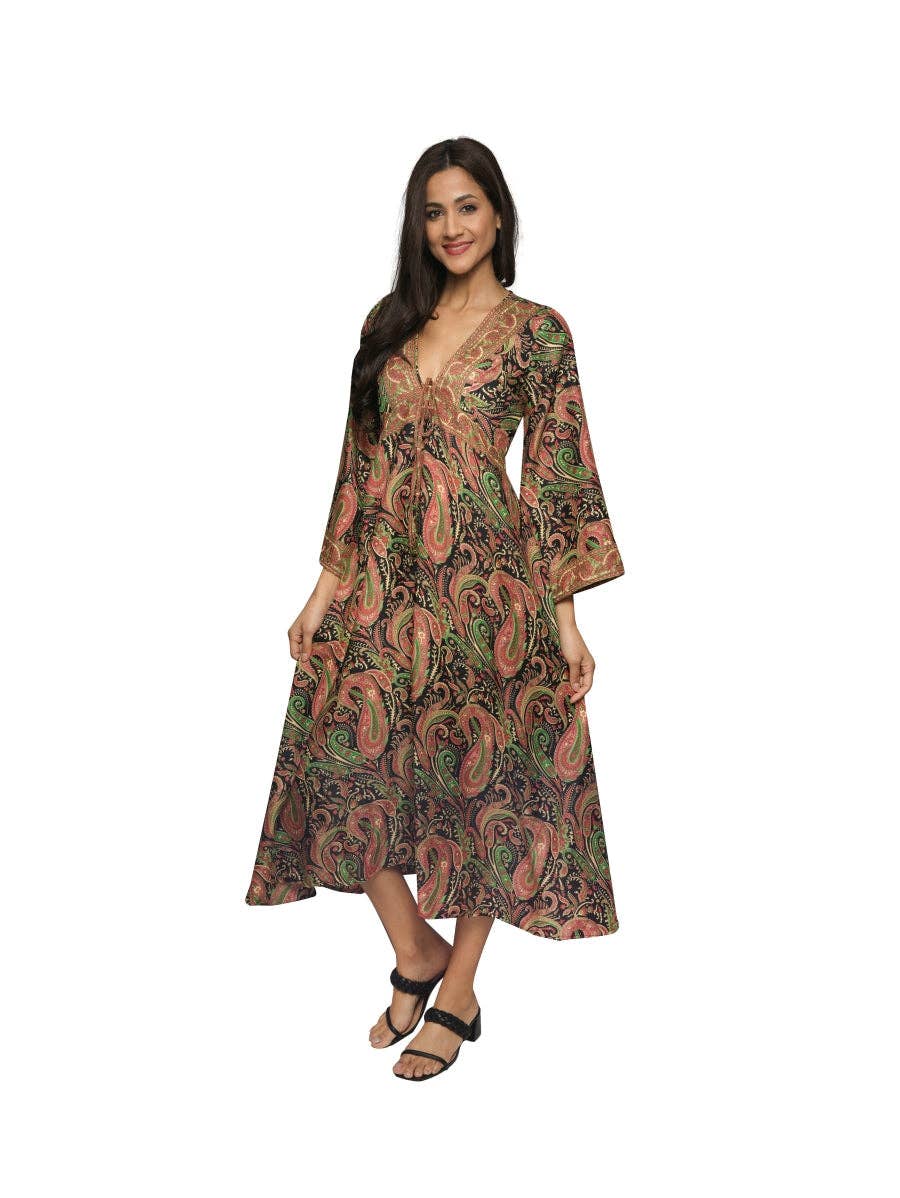 Sacred Threads - Faux Silk Patterned Dress
