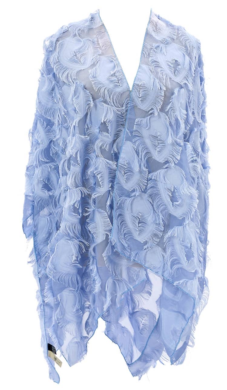 JC Sunny Fashion - 11 Colors-Fringe Feather Detailed Lightweight Eyelash Kimono